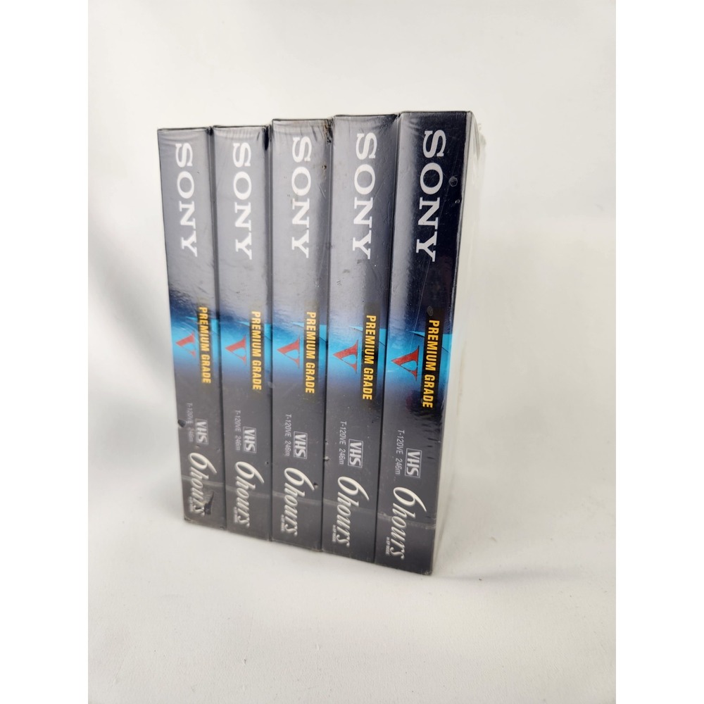 NEW Sony 5 Pack VCR VHS Tapes‎ T-120 Premium Grade High Durability 6 hr EP Mode
